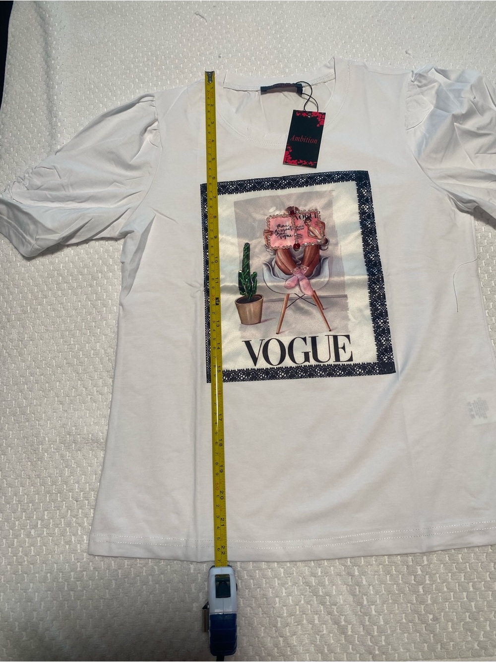Ambition White with Graphic Puff-Sleeve Tee